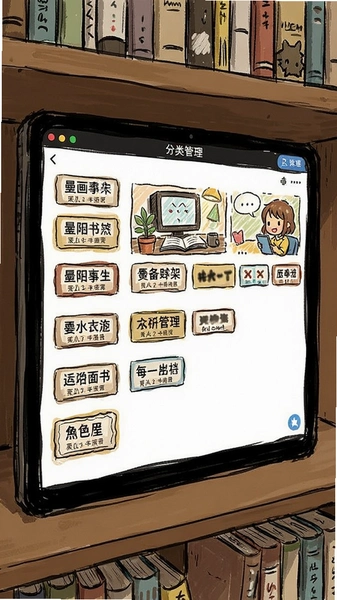漫画书架标签分类管理界面