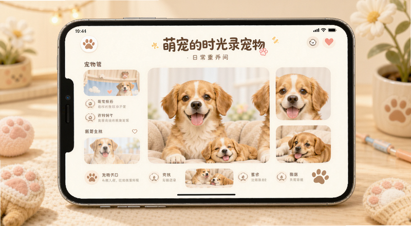 萌宠时光录宠物日常记录界面预览图