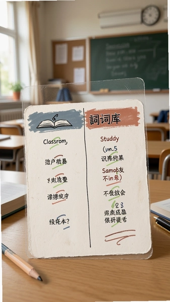 Study Classroom场景词库对比卡片