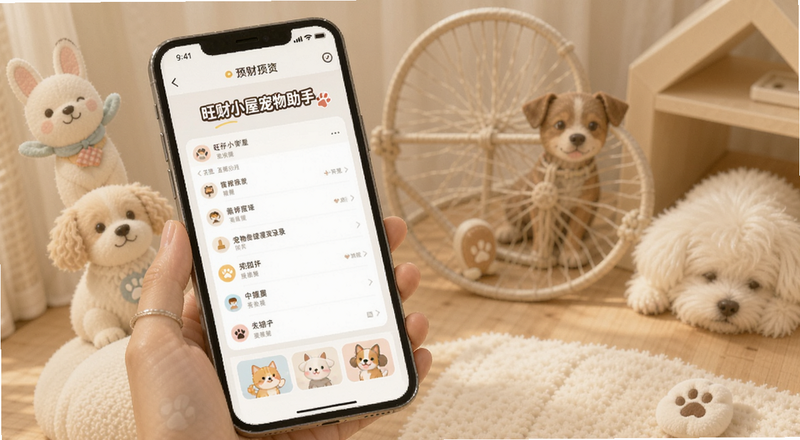 旺财小屋宠物助手宠物健康记录页面预览图