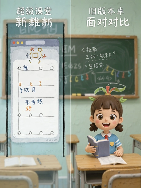 超级课堂新旧版本界面对比图