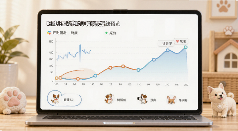 旺财小屋宠物助手健康数据曲线预览图