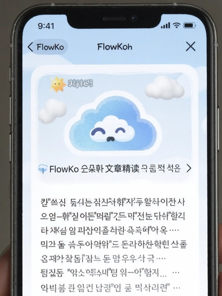 FlowKo云朵韩语文章精读功能界面预览图