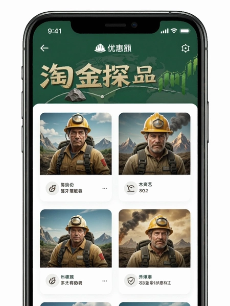 淘金探APP首页优惠品类展示界面