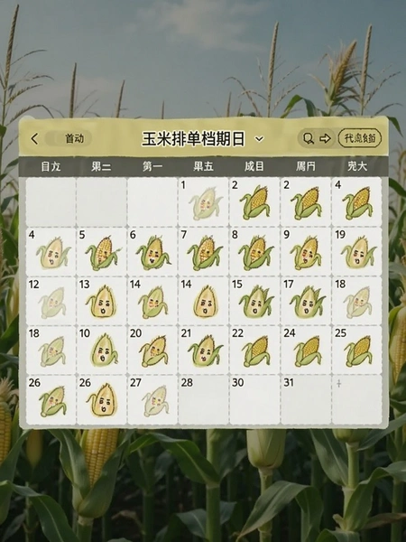 玉米排单档期日历界面预览图