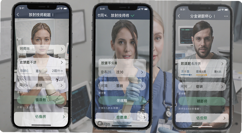 手机端放射技师刷题软件做题界面预览图