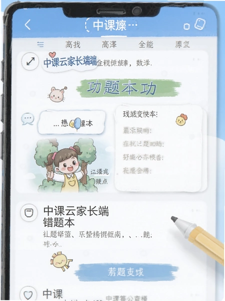 中课云家长端错题本功能界面预览图