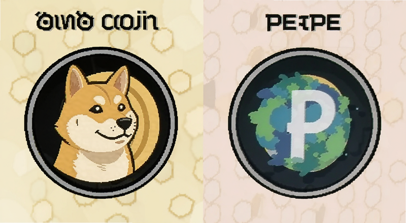 狗狗币柴犬币PEPE币种图标对比图