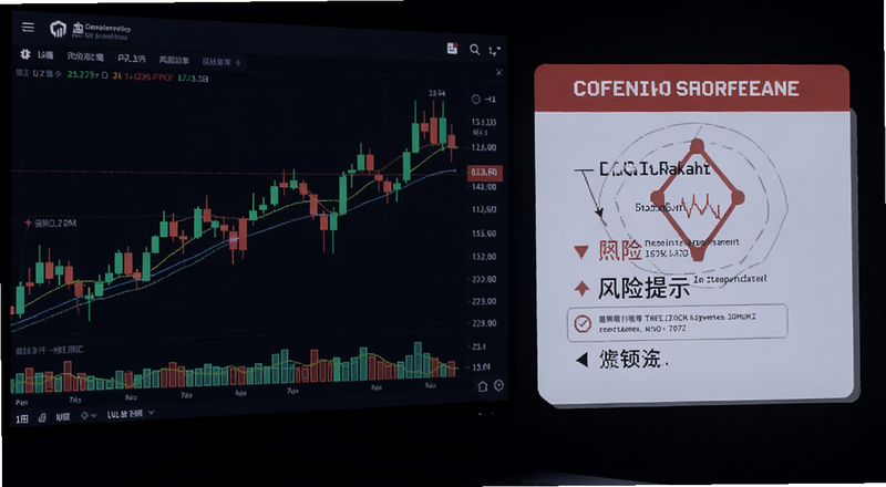 虚拟货币行情K线图与风险提示图