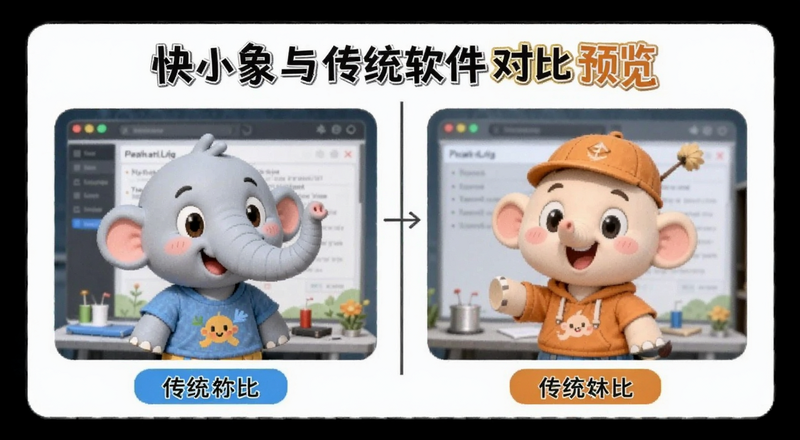 快小象与传统软件对比预览图