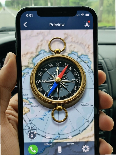 立体罗盘指南针手机实景定向界面预览图