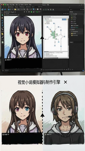 视觉小说模拟器与制作引擎界面对比