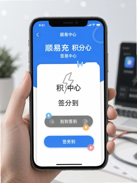 顺易充APP积分中心签到页面