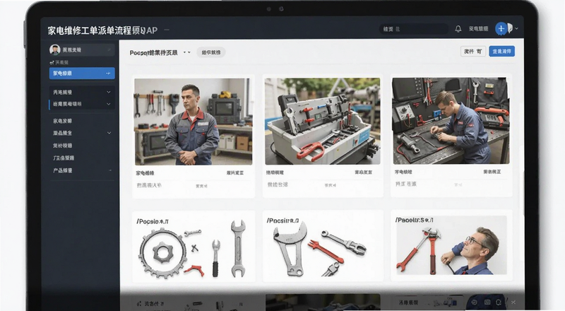 家电维修工单派单流程界面预览图