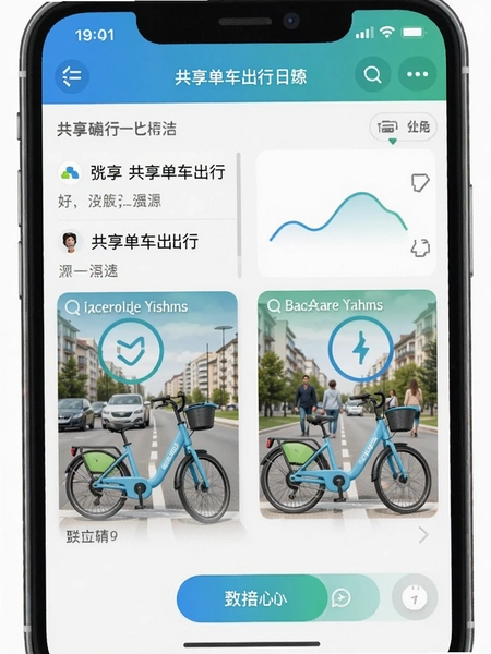 共享单车出行日志软件界面截图对比