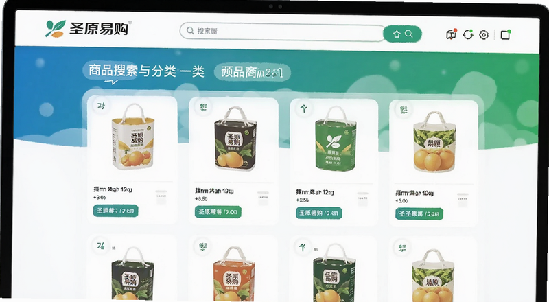 圣原易购商品搜索与分类页面预览图