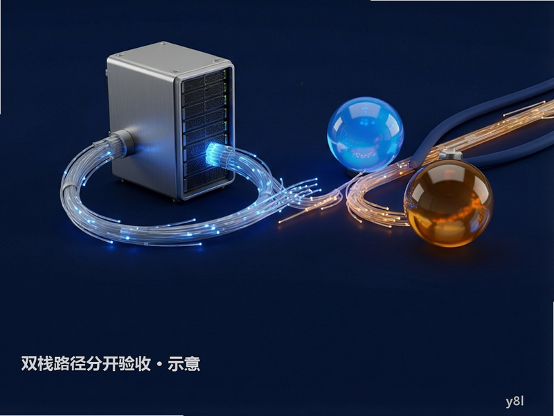 两条独立网络路径连接服务器的概念示意