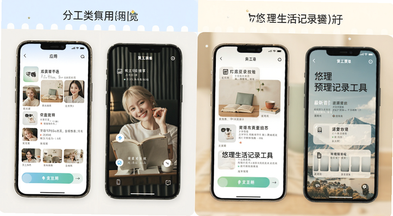 问答类应用与悠理生活记录工具分工使用场景预览图