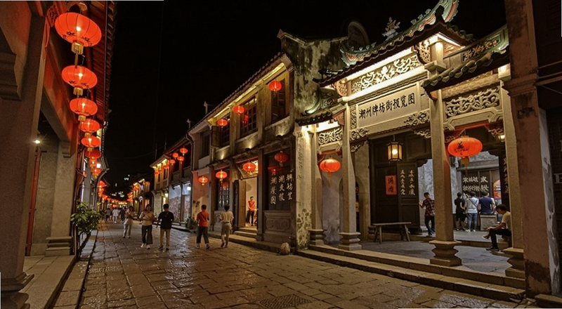 潮州牌坊街夜景||alt=