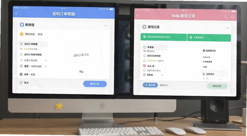 返利订单明细与提现记录页面预览图
