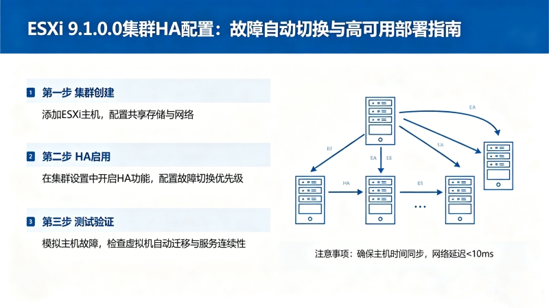 ESXi 9.1.0.0集群HA配置:故障自动切换与高可用部署指南 ESXi 9.1.0.0集群HA配置:故障自动切换与高可用部署指南
