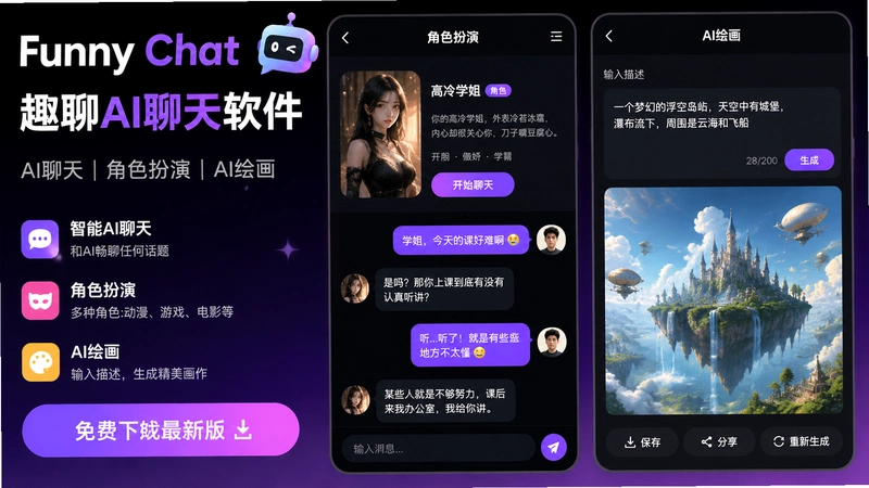 Funny Chat�������°�(AI����),Ȥ��AI����������ɫ������滭������ʾ