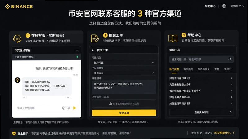 binance.com��ϵ,�Ұ�������ô��ϵ�ͷ���3�ֹٷ������ײ���Ч