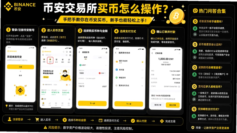 币安交易所买币,币安买币怎么操作?热门问答合集手把手教你