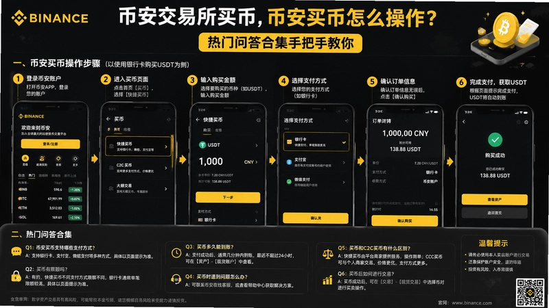币安交易所买币,币安买币怎么操作?热门问答合集手把手教你