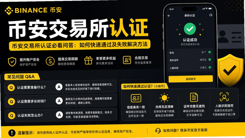 币安交易所认证,币安交易所认证必看问答:如何快速通过及失败解决方法