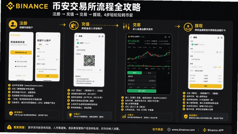 币安交易所流程,币安交易所流程是什么?注册充值交易提现全攻略