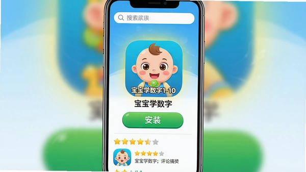 ���壺����ѧ����app�����ذ�װ�����ͼ��������ʾ�ֻ���Ļ�ڡ�����ѧ���֡�ͼ������ذ�ť�����֣�����ͼ���Ϸ�ΪӦ���̵����������м�Ϊ����ͼ��͡���װ����ť���·�Ϊ�������ֺ�����ժҪ���Ű棺�����ֲ㣬������Ϣ���룬ͼ��ͻ������񣺼�������UI�������ɫ�ͻ�ɫΪ��ɫ����ϸ�ڣ�ͼ���ϱ�ע������ѧ����1-10����������װ��ťΪ��ɫ����������͹��Σ����ʣ����壬ɫ�����ޣ��޶���Ԫ�أ��ɾ�ͨ͸��