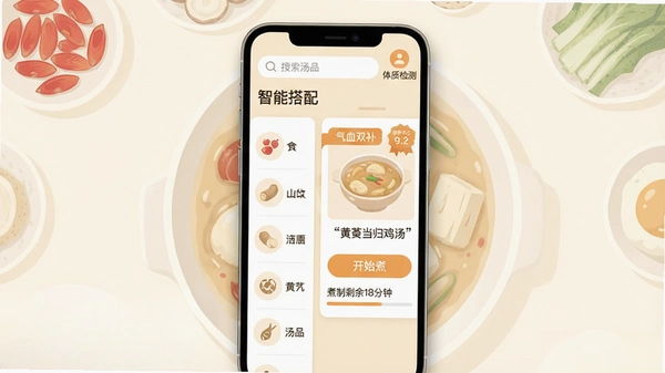 ���壺������Ʒapp�ġ����ܴ��䡱����ҳ���ͼ��һ���ֻ�������ʾ�����涥�����������͡����ʼ�⡱ͼ�ꡣ���֣��ֻ����У���Χ�е�����ʳ�������������Ű棺���Ϊʳ���б�����轡�ɽҩ��ͼ�꣩���Ҳ�Ϊ�Ƽ���Ʒ��Ƭ��������Ѫ˫������ǩ������Ƭ�·��С���ʼ�󡱰�ť����񣺱�ƽ��UI����͵�ůɫ�����װס����ȣ���ͼ��������ࡣϸ�ڣ���Ƭ�����֡����ε��鼦���������ű�ע�����Ͻ��С�Ӫ�����֣�9.2����С���£��ײ���������ʾ������ʣ��18���ӡ������ʣ����壬�ɾ��޶���Ԫ�أ������Ե��Ȼ��Ӱ��