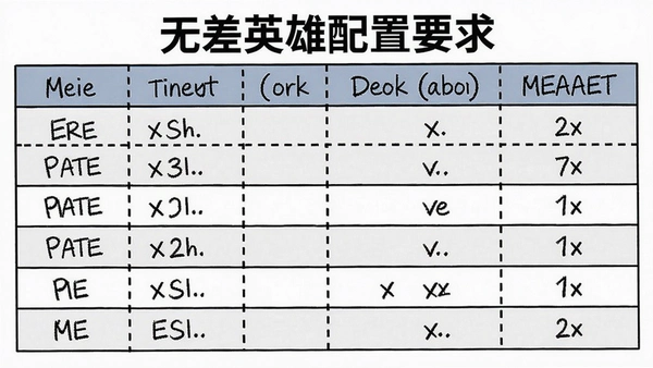 无差英雄配置要求表格图