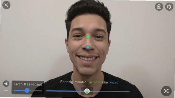 Facerig�ֻ�������У������ɫ����ʵʱģ���û�΢Ц�����Ԥ����ͼ��������ʾУ׼��������͸���ָʾ��
