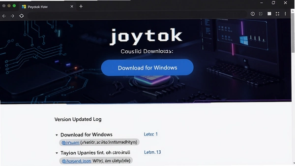 ����: joytok�ٷ�����ҳ��Ԥ��ͼ����ʾ��Download for Windows����ť�Ͱ汾������־����������ɫ�Ƽ�������������֡�