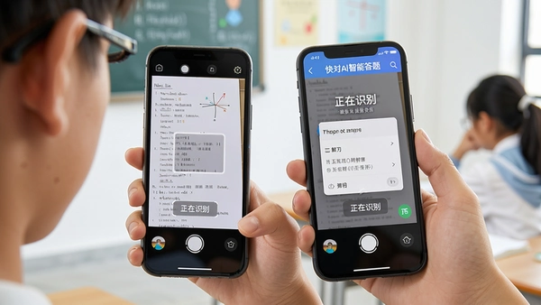 ���AI���ܴ���APP���棬ѧ�������ֻ����������Ծ�����Ļ��ʾ������ʶ�𡱺ͼ��������Ľ�𴰿ڣ������ɾ�������ͻ�����������ʹ�ó���