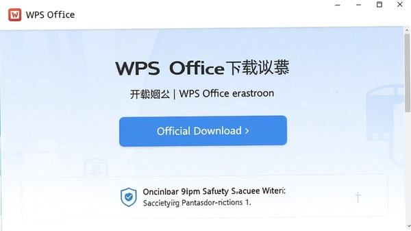 WPS Office���°汾���ؽ��棬��ʾ�ٷ����ذ�ť�Ͱ�ȫ��ʾ��������࣬��ɫ������������������