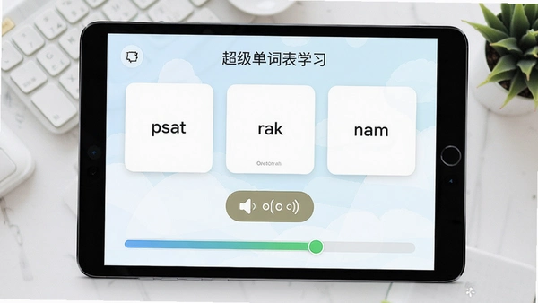 �������ʱ�ѧϰ���棬��ʾ���ʿ�Ƭ��������ť�ͽ����������������¼��
