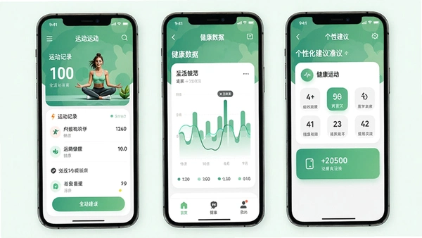 �����뽡���˶�app����չʾ�������˶���¼����������ͼ���͸��Ի����飬������½���