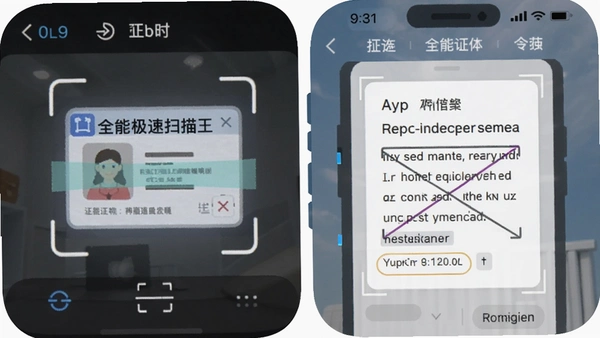 全能极速扫描王app预览图 - 展示扫描证件和文字识别界面