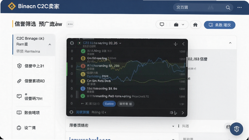 币安C2C卖家选择界面信誉筛选预览图