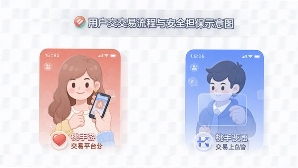 桃手游交易平台用户交易流程与安全担保示意图