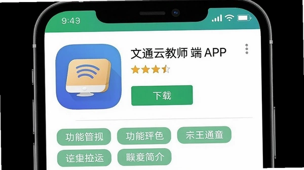 ��ͨ�ƽ�ʦ��APP���ֻ�Ӧ���̵�����ؽ����ͼ��������ʾӦ�����ƺ����֣��в��С����ء���ť��ͼ�꣬�ײ�չʾ���ܼ���ǩ