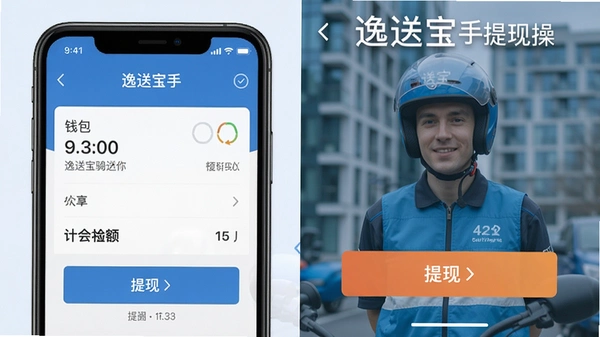 逸送宝骑手提现操作界面预览图,显示钱包余额和提现按钮