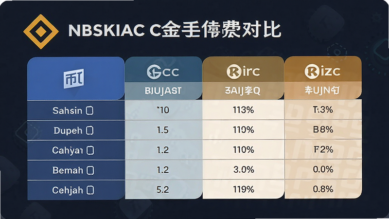 币安入金手续费对比表格预览图