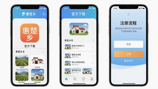 惠楚乡app官方下载界面与注册流程预览图