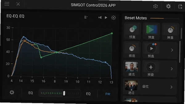 SIMGOT Control2026 APP�ľ������������棬��ʾ�Զ���EQ���ߺ�Ԥ��ģʽ�б�