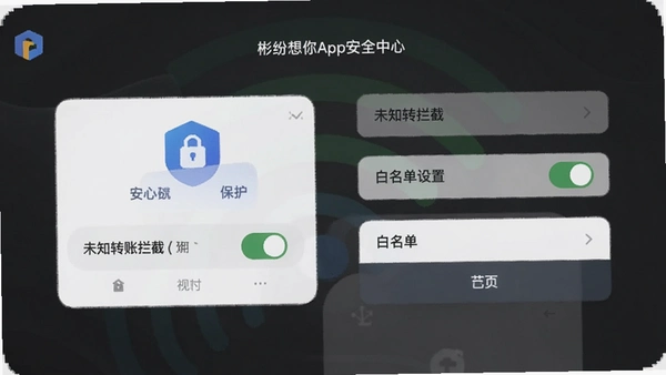 �������App��ȫ���Ľ��棬չʾ֧���������ܣ�����δ֪ת�����ؿ��غͰ���������ѡ�����������