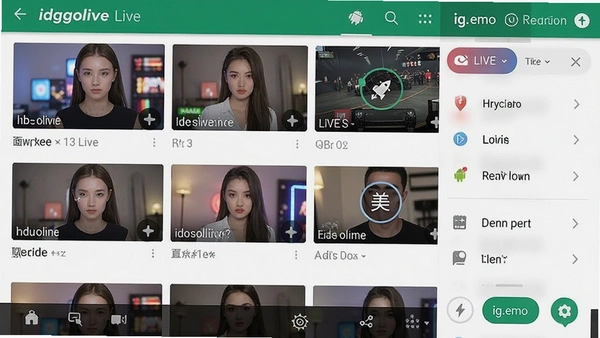 idgoliveֱ����׿�������棬չʾֱ���б������հ�ť��ig.emo������壬��������������